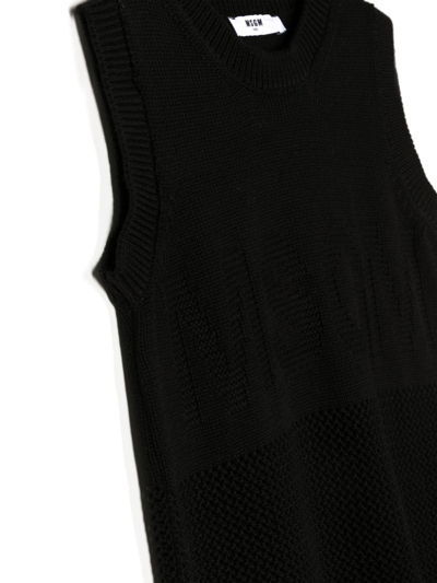 Msgm Sleeveless Tricot-knit Dress In 黑色