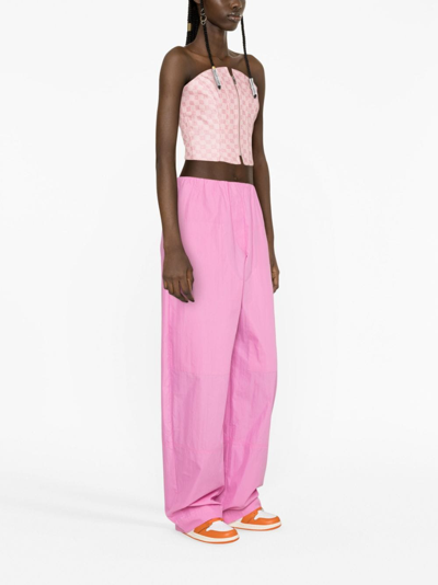 Misbhv Jacquard Canvas Monogram Corset Top In Pink