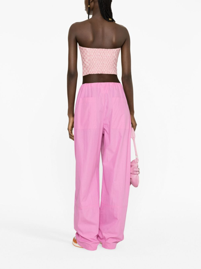 Misbhv Jacquard Canvas Monogram Corset Top In Pink