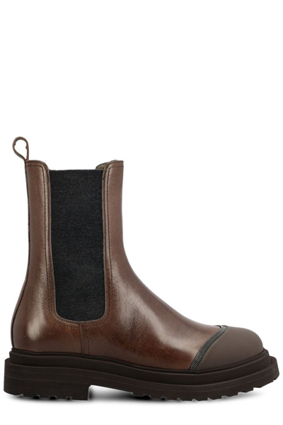 Shop Brunello Cucinelli Rounded Toe Ankle Boots In Green