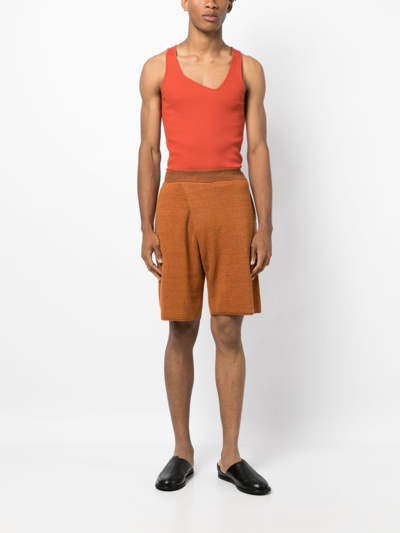 Bianca Saunders Orange Pleat Shorts In Orange