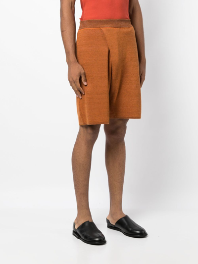 Bianca Saunders Orange Pleat Shorts In Orange