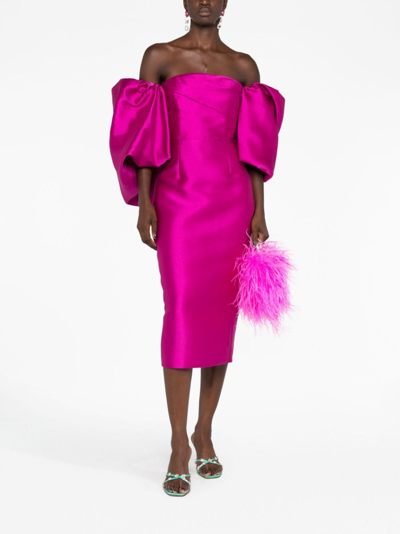 Shop Solace London The Arla Off-shoulder Dress In Pink