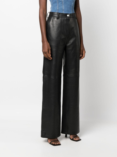 Shop Magda Butrym Wide-leg Leather Trousers In Black