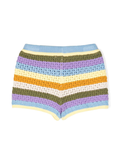 Shop Zimmermann Halcyon Striped Knit Shorts In Multicolour