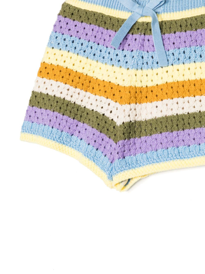 Shop Zimmermann Halcyon Striped Knit Shorts In Multicolour