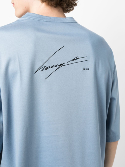 Shop Songzio Logo-print Cotton T-shirt In Blue