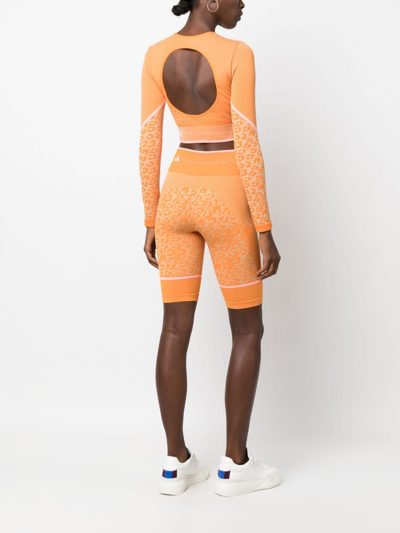 Shop Adidas By Stella Mccartney Truestrength Seamless Long Sleeve Crop Top In Orange