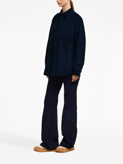 Shop Ami Alexandre Mattiussi Classic-collar Corduroy Shirt Jacket In Blue