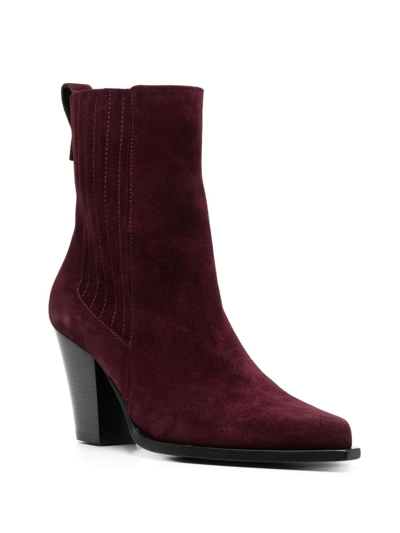 Shop Pollini Texas Flair 80mm Suede Boots In Purple