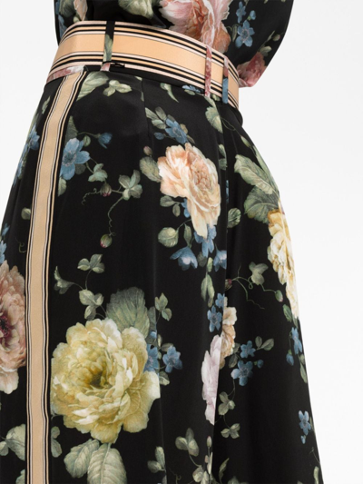 Shop Zimmermann Luminosity Floral-print Silk Trousers In Black