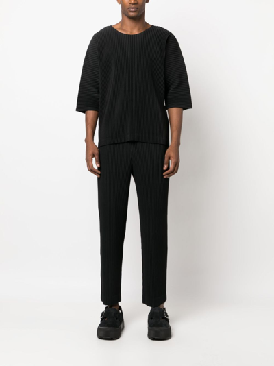 Shop Issey Miyake Mc May Short-sleeve Pleated T-shirt In 15 Black