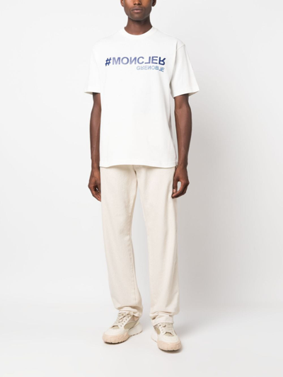 Shop Moncler Logo-embossed Cotton T-shirt In White