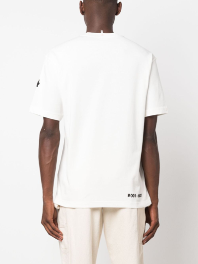 Shop Moncler Logo-embossed Cotton T-shirt In White
