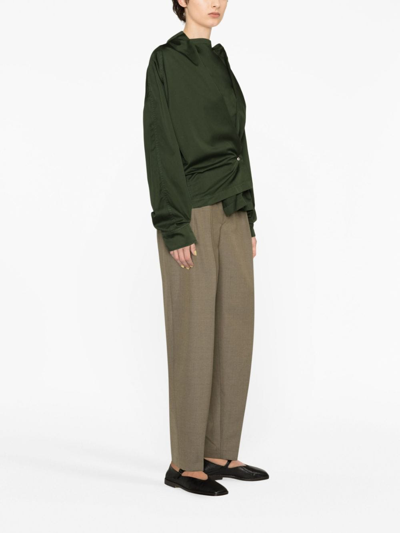 Shop Lemaire Band-collar Asymmetric Shirt In Green