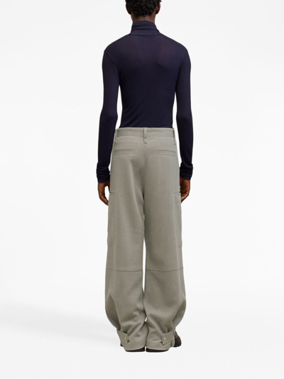 Shop Ami Alexandre Mattiussi Wide-leg Virgin-wool Trousers In Grey