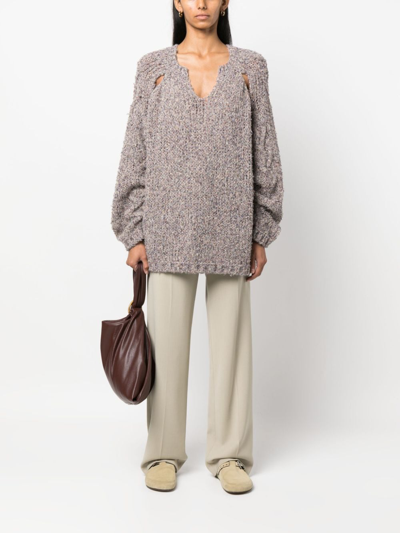 Shop Aeron Colwell Mélange Knitted Jumper In Neutrals