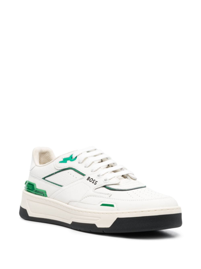 Shop Hugo Boss Baltimore Lace-up Leather Sneakers In White