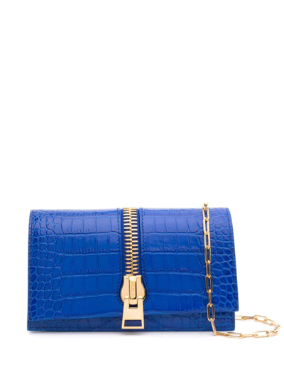 Shop Tom Ford Jennifer Crocodile-embossed Mini Bag In Blue
