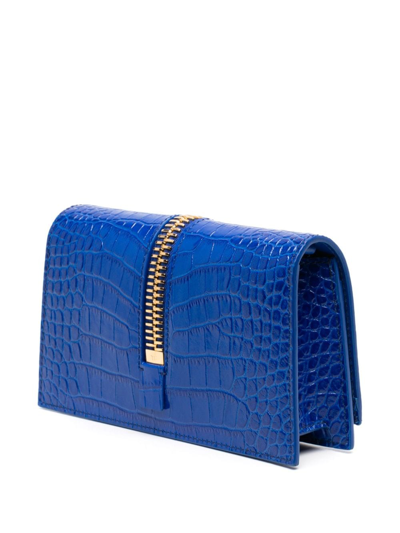 Shop Tom Ford Jennifer Crocodile-embossed Mini Bag In Blue