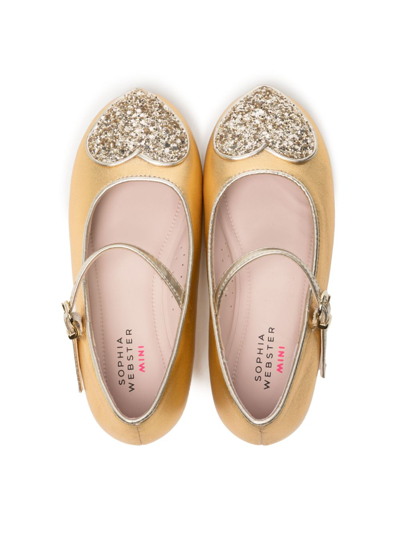 Shop Sophia Webster Amora Heart-patch Ballerina Shoes In Gold