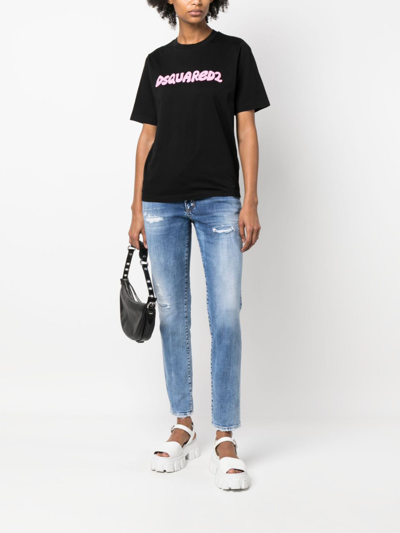 Dsquared2 Distressed-effect Cropped Jeans In Blue