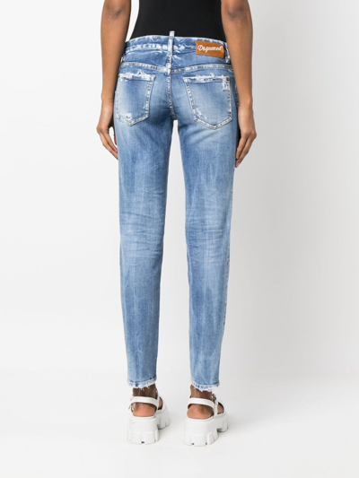 Dsquared2 Distressed-effect Cropped Jeans In Blue