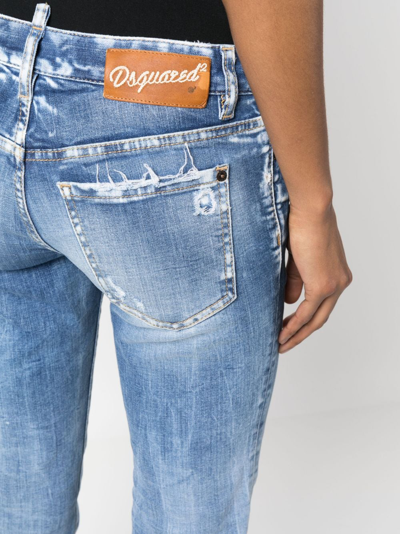 Dsquared2 Distressed-effect Cropped Jeans In Blue
