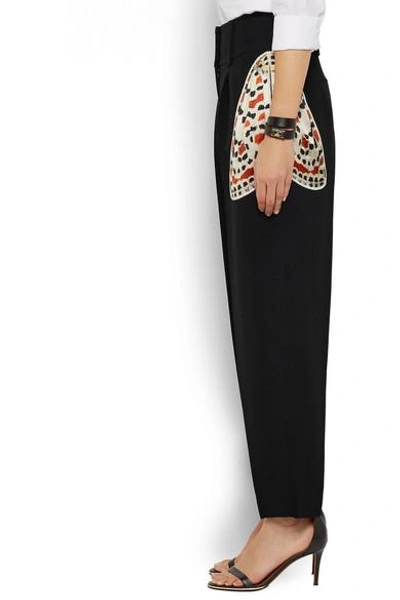 Shop Givenchy Tapered Pants In Black Crepe With Butterfly Pockets