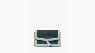Shop Kate Spade Knott Colorblocked Pebbled Leather & Suede Flap Crossbody In Aegean Teal