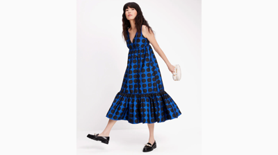 Shop Kate Spade Art Dots Midi Dress In Stained Glass Blue
