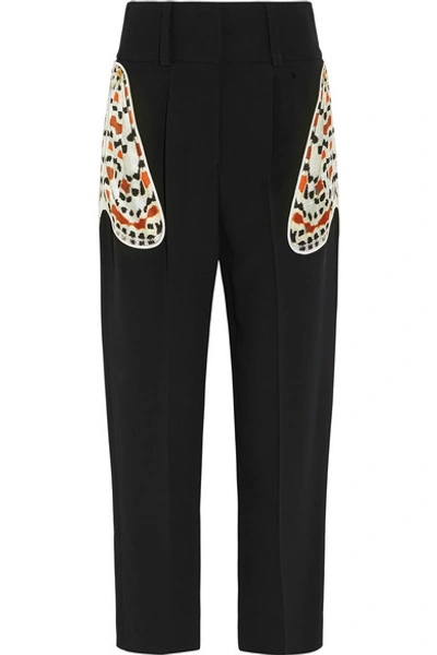 Shop Givenchy Tapered Pants In Black Crepe With Butterfly Pockets