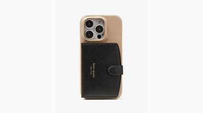 Shop Kate Spade Morgan Colorblocked Iphone 14 Pro Cardholder Case In Earthenware Black