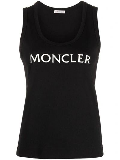 Shop Moncler Logo-print Tank Top In Black/white