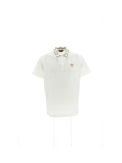 Shop Versace Polo Shirts In Optical White