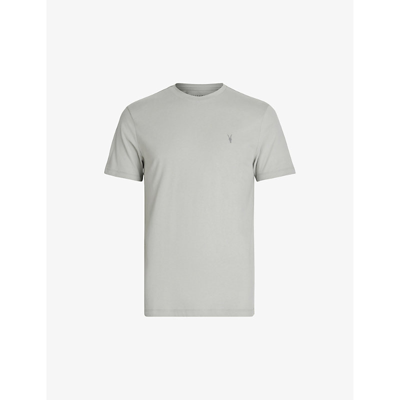 Shop Allsaints Men's Cloudy Green Brace Crewneck Cotton-jersey T-shirt