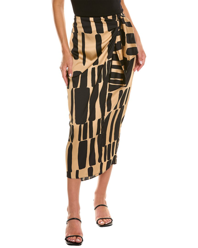Shop Donna Karan Printed Midi Skirt In Brown