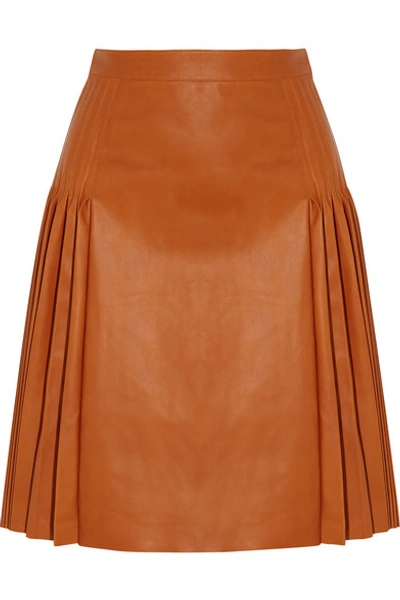 Givenchy Woman Pleated Leather Skirt Light Brown | ModeSens