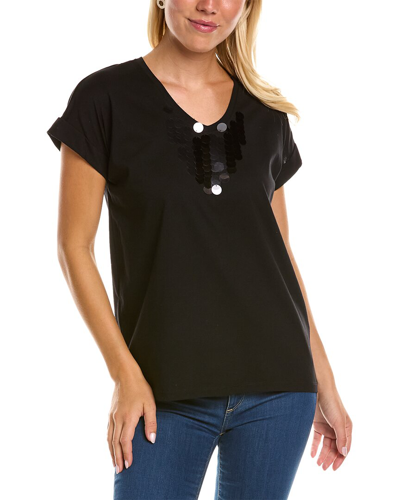 Shop Donna Karan Sequin Top In Black