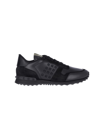 Shop Valentino "rockstud" Sneakers In Black  