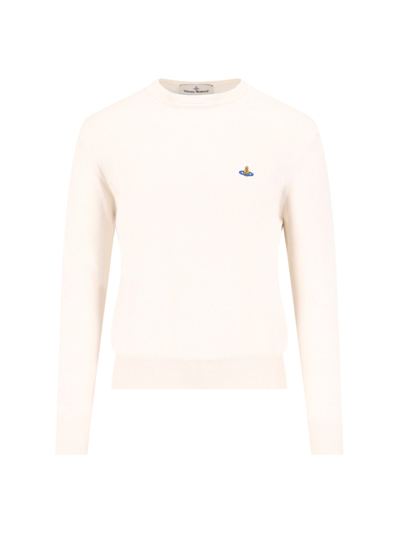 Shop Vivienne Westwood Logo Sweater In Cream