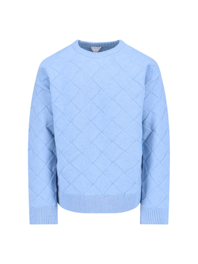 Shop Bottega Veneta 'intreccio' Sweater In Light Blue