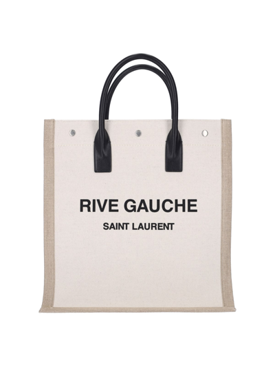 Shop Saint Laurent "rive Gauche" Tote Bag In Gray