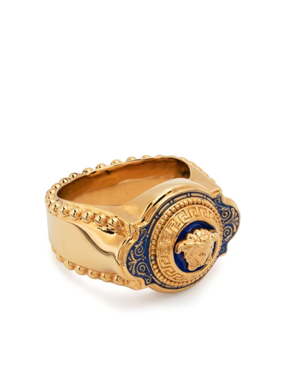 Shop Versace Biggie 'medusa' Ring In Gold