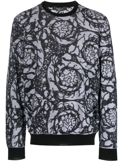 Shop Versace `vanisè Baroque Serie` Knit Sweater In Black  