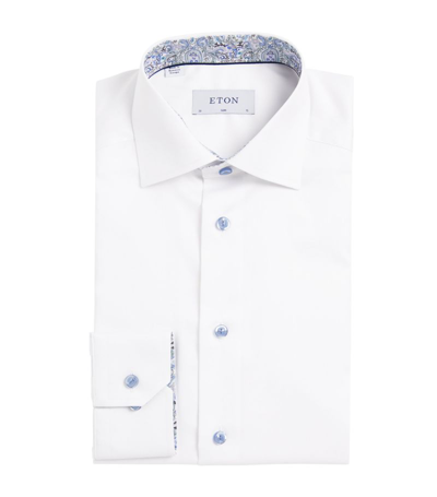 Shop Eton Twill Paisley-detail Shirt In White