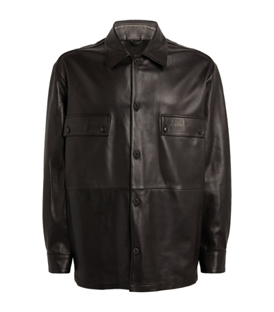 Shop Closed Leather Shirt Jacket In Black
