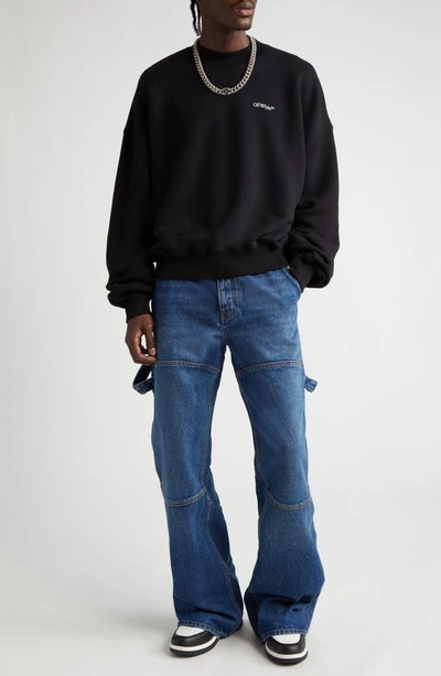 Shop Off-white Scratch Arrow Cotton Crewneck Sweatshirt In Black