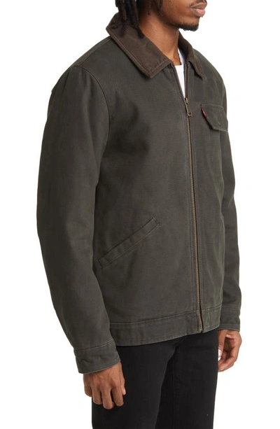 Shop Levi's Corduroy Collar Workwear Jacket In Olive