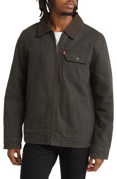 Shop Levi's Corduroy Collar Workwear Jacket In Olive